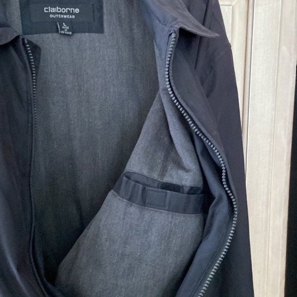 Claiborne jacket coat sz L euc black classic career gray lining - Picture 5 of 8